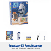 Kids Science Microscope Toy, Experiment Kit, Dual Mode, 160X Magnification, Portable, LED Light, Educational Gift Ages 6-12