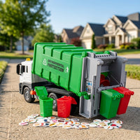 Friction Powered Garbage Truck Extra-Large Size Trash Collection Truck Toy Dumping Action for Children, Kids, Pretend Play