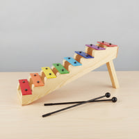Xylophone with Mallets 8-Note Metal Xylophone Wooden Glockenspiel for Home