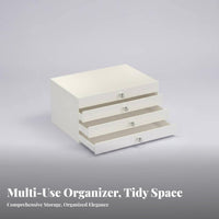 Dustproof 4-Drawer Cosmetic Chest Effortless-Glide Drawers 4-Drawer Cabinet Space-Saving Desktop Organizer Multifunctional for Makeup Enthusiasts, Office Workers, Countertop, Bedroom, Dressing Table, Dorm Room