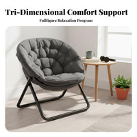 Foldable Design Tufted Moon Chair Space-Saving Folding Padded Chair Comfortable Padding Portable Seating Oversized Comfort for Students, Young Adults, Gamers, Dorm Room, Balcony, Reading Nook, Small Areas