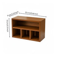 Wooden Compartment Box Retro Design Multi-Compartment Storage Tray Hand Polished Solid Wood Display Rack for Coffee Table, Vanity, Office