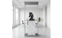 Horse Head Statue Artistic Design Black Horse Bust Gold Accents Tabletop Sculpture for Living Room, Entryway, Bookshelf