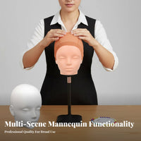 Female Head Model Display stand Mannequin Head Stand Hat Display Mannequin for Hair Stylists, Cosplayers, Salon, Retail Store