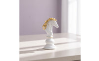 Horse Chess Piece Figurine Gold-Accented Horse Chess Piece Statue Resin Sculpture for Collectors