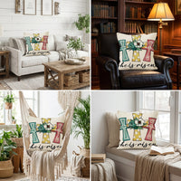 Easter Bunny Pillowcase Decorative Carrot Print Cushion Cover Festive Holiday Throw Pillow Cover for Home Stylists, Homeowners, Sofa, Bedroom, Chair