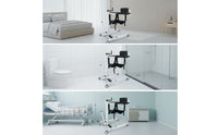 Manual Patient Lift Caster Wheels Hand-Crank Patient Lifter Metal Frame Wheeled Transfer Chair for Caregivers, Elderly