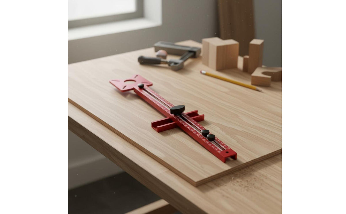 Printed Measurement Scale Router Circle Cutting Jig Metal Router Circle Milling Guide Red Milling Machine Guide Ruler Adjustable Knobs