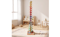 Rainbow Ball Tree Child-Centered Wooden Ball Run with Base Sensory Auditory Tree for Young Children, Teachers, Playroom, Kindergarten, Classroom