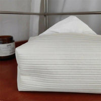 Tissue Box Cover for Modern Bathroom Decor, PU Leather Rectangular Shape Tissue Holder for Home Office, Ribbed Facial Tissue, Car Tissue Box