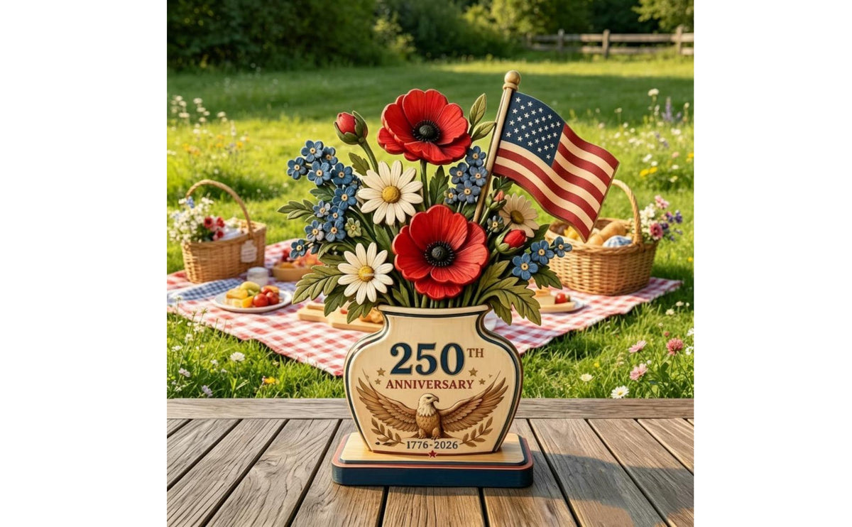 American Flag Vase Tabletop American Flag Vase Decor Red, White, and Navy Patriotic Table Decor for Living Room