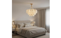 French Retro Chandelier Creamy White Pendant Chandelier Elegant Hanging Lamp for Living Room, Primary Bedroom