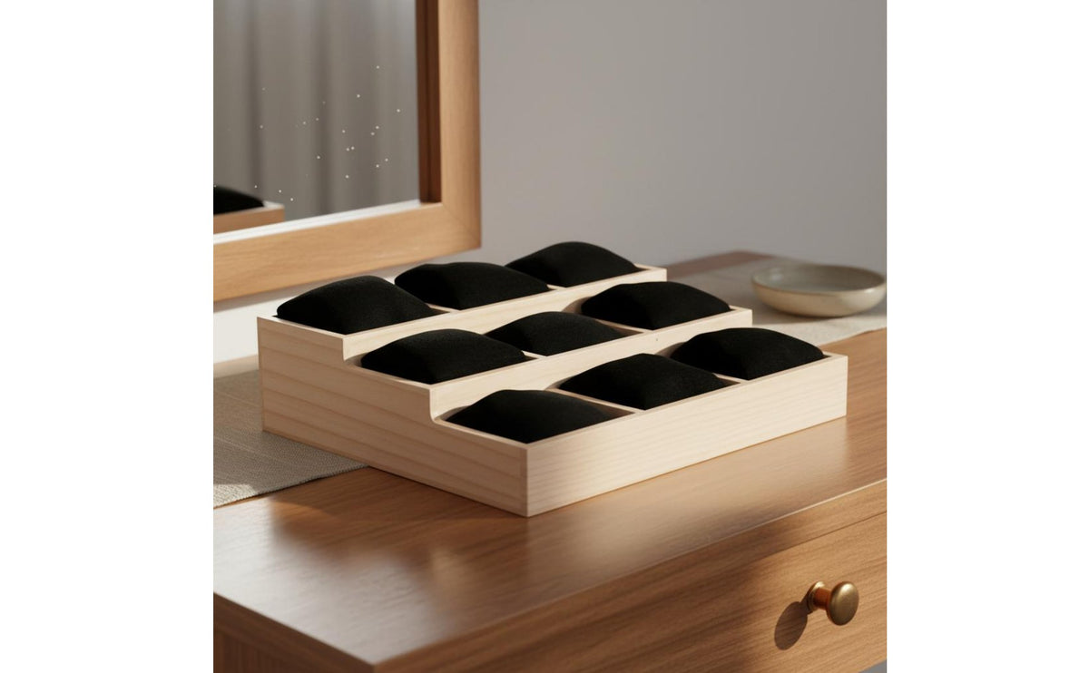 Watch Pillow Display Stand Solid Wood Wooden Bracelet Display Tray Scratch Protection Removable Pillow Watch Holder for Retail Store, Market Stall