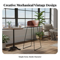 Mechanical Design Metal Frame High Stool with Backrest industrial-chic aesthetic Kitchen Island Stool Vintage Look Counter Chair Built-in Footrest for Interior Designers, Homeowners, Restaurant Owners, Bar, Cafe, Balcony, Patio