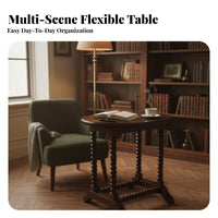 Two Level End Table Extendable Design Rotating Top for Living Room