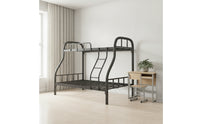 Industrial Bunk Bed with Safety Guardrail and Ladder Long-Lasting Iron Bunk Bed Stable Furniture Reinforced for Students