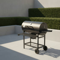 Briquette-Fueled Barbecue Grill Outdoor Grill with Cart Mobile for Backyard Cooks, Families, Patio, Cookouts