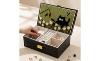 Jewelry Box with Hinged Lid Layered Desktop Jewelry Box Dust-Protective Storage Container for Dresser