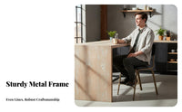 Industrial Design Upholstered High-Back Bar Stool Sturdy Metal Frame Counter Chair Retro Design Seating Furniture Soft Padded Seat for Restaurant Owners, Homeowners, Adults, Cafe, Kitchen, Dining Room