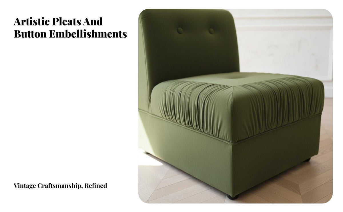 Pleated configurable Sectional French Retro aesthetic Sofa Combinable Sections Couch for Interior Designers, Homeowners, Living Room, Bedroom, Lounge Area