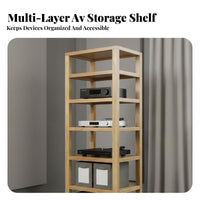 Fine Craftsmanship Solid Wood Audio Rack Sturdy Structure Oak Audio System Equipment Stand Heavy Duty Mortise and Tenon Component Rack Space Saving Design for Audiophiles, Listening Room, Home Theater
