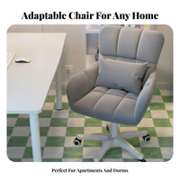 Height Adjustable Upholstered Rolling Desk Chair Ergonomic Design Upholstered Rolling Chair Modern Design Swivel Seating Easy to Assemble for Students, Home Not on Ice Workers, Adults, Bedroom, Study Room, Vanity Station