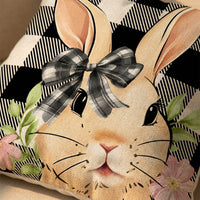 Easter Pillow Cover Decorative Bunny Pillow Case Seasonal Spring Decor Single Sided Easter Cushion Cover for Home, Living Room, Bedroom, Armchair
