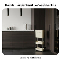 Kitchen Trash Can with Shelves Wet-Dry Separation Rolling Kitchen Cart Large Capacity Rolling Utility Cart for Pantry, Lavatory