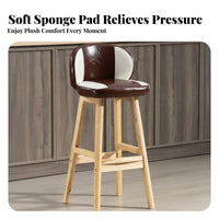 Modern Design Upholstered Low-Back High Stool Built-in Footrest Upholstered Stool with Backrest Padded Cushion Counter Chair Stable Frame for Homeowners, Families, Business Owners, Home Bar, Reception Desk, Restaurant, Kitchen Island