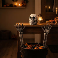 3 Pieces Outdoor Skeleton Arm Bones with Skull Graveyard-Style Skeleton Arms with Skull Spooky Weathered
