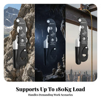 EN 341 Rope Descender Side Brake Handle Hand Descender Aluminum Alloy Rope Clamp Compact for Climbers, Rescue Workers, Caving, Elevated Work, Hoisting