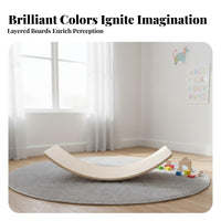 Develops Physical Skills Wooden Balance Board Unrestricted-Ended Play Wooden Wobble Board Multi-Purpose Child-Centered Rocker Toy Versatile for Toddlers, Indoor, Playroom