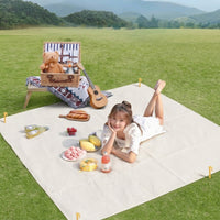 Picnic Blanket and Camping Mat with Ground Nails, Waterproof Outdoor Mat for Adults Summer, Gingham Non-Woven Camping Blanket