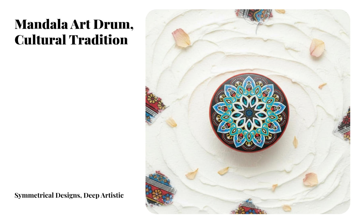 Painted Ethnic Tambourine Performance Stage Prop Hand Drum Handmade Percussion Instrument for Dancers, Culture Aficionados, Cultural Events, Classroom