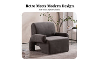 Retro Flair Upholstered Reading Chair Designer Design Arched-Base Armchair Luxurious Upholstery Indoor Furniture Minimalist Design for Apartment Dwellers, Young Adults, Homeowners, Living Room, Bedroom, Home Pale Ice, Small Space