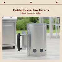 Fire Chimney Starter Easy to Use Charcoal Lighting Canister Heavy Duty Sturdy Build for Adults, Picnic, Tailgating, Home Kitchen