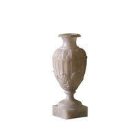 Vase with Pedestal Base Faux Jade Ribbed Vase Antique Evocative Flower Holder for Decorators