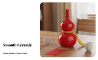 Gourd Shape Spirit Bottle Decorative Ceramic Gourd Bottle 500ml Ceramic Flagon Multi-Functional House Decoration With Lanyard