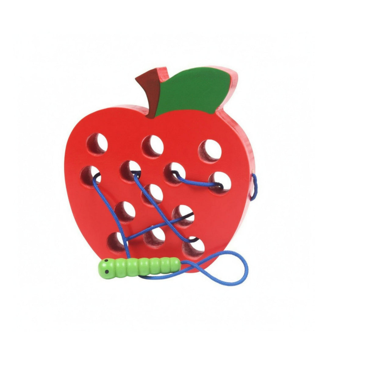 Fine Motor Skills Caterpillar Lacing Toy Hand-Eye Coordination Wooden Lacing Board Cutout Holes Caterpillar Threading Toy Rounded Edges for Children, Kids