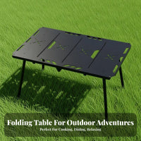 Foldable Collapsible Grill Table with Storage Lightweight Modular Cooking Station Quick Setup Camping Equipment Cooktop Compatible for Motorcycle Travelers, Outdoor Enthusiasts, Picnickers, Picnics, Barbecues, Beach