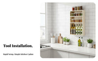 Space-Saving Multi-Tier Seasoning Rack Large Capacity Multi-Tier Wall Rack Includes Hooks Seasoning Holder Sturdy Construction for Home Cooks, Apartment Dwellers, Homeowners, over Countertop, Pantry, Cabinet Door, Bathroom