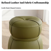 Upholstered Entryway Stool Italian-Inspired Design Capsule-Shaped Stool Cushioned Seat Sturdy Frame for Adults, Women, Hallway