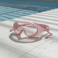 Crystal Clear Lens Swimming Goggles with Earplugs HD Vision Large Frame Swim Goggles Wide Angle View Adult Swim Mask Anti-Fog for Adults