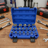 21 Pieces 1/2 Inch Drive Socket Set High Power Design Mechanic Socket Set Long-Lasting Heat Treated Steel for DIY Hobbyists