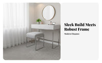 Nordic Aesthetic Upholstered Vanity Seat Minimalist Design Stool Versatile Use Ottoman High-Resilience Cushion for Homeowners, Adults, Women, Dressing Room, Makeup Station, Entryway, Home Office