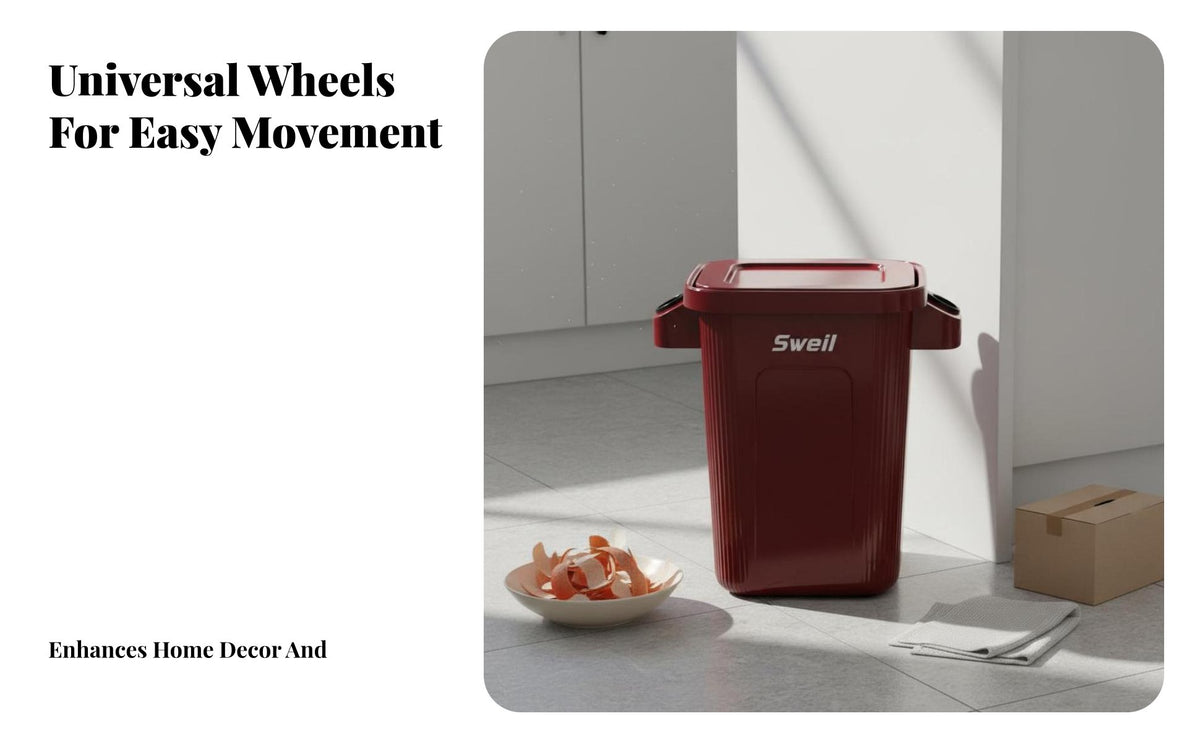 Movable Kitchen Garbage Can With Wheels Rolling Trash Can Large Capacity Uncovered Top Bin Thickened Material Waste Container