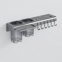 Cutlery Organizer Made of Carbon Steel for Countertop or Wall Mounted Use, Kitchen with Hooks and Towel Bar for Chefs
