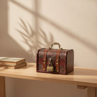 Wooden Chest with Curved Lid Rustic Wooden Storage Chest with Handle Jewelry Organizer with Lock Portable Retro for Desks