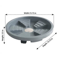Pot Trolley with Bottom Tray, Round Pot Stand Indoor and Outdoor, Floor Standing Pot Tray with Water Drainage System