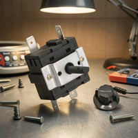 Panel Mount Rotary Selector Switch with Bracket Compact Rotary Selector Switch Black 10amp for Repair Technicians, DIYers, Kitchen